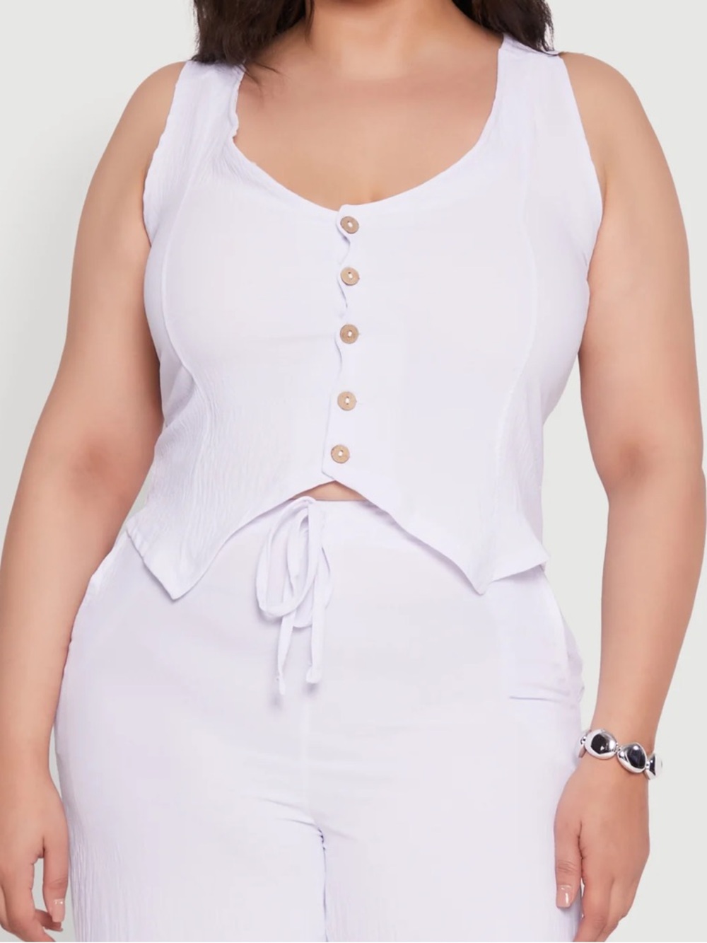Love White Button-Front Vest Size 3xl Dressy Casual Lightweight New